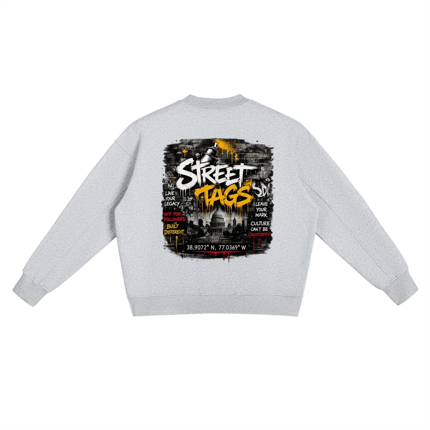 RETRO RUSH Fleece Side Slit Crewneck Sweatshirt