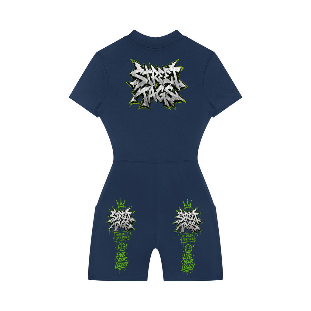 Women's Quarter-Zip Short Sleeve Romper