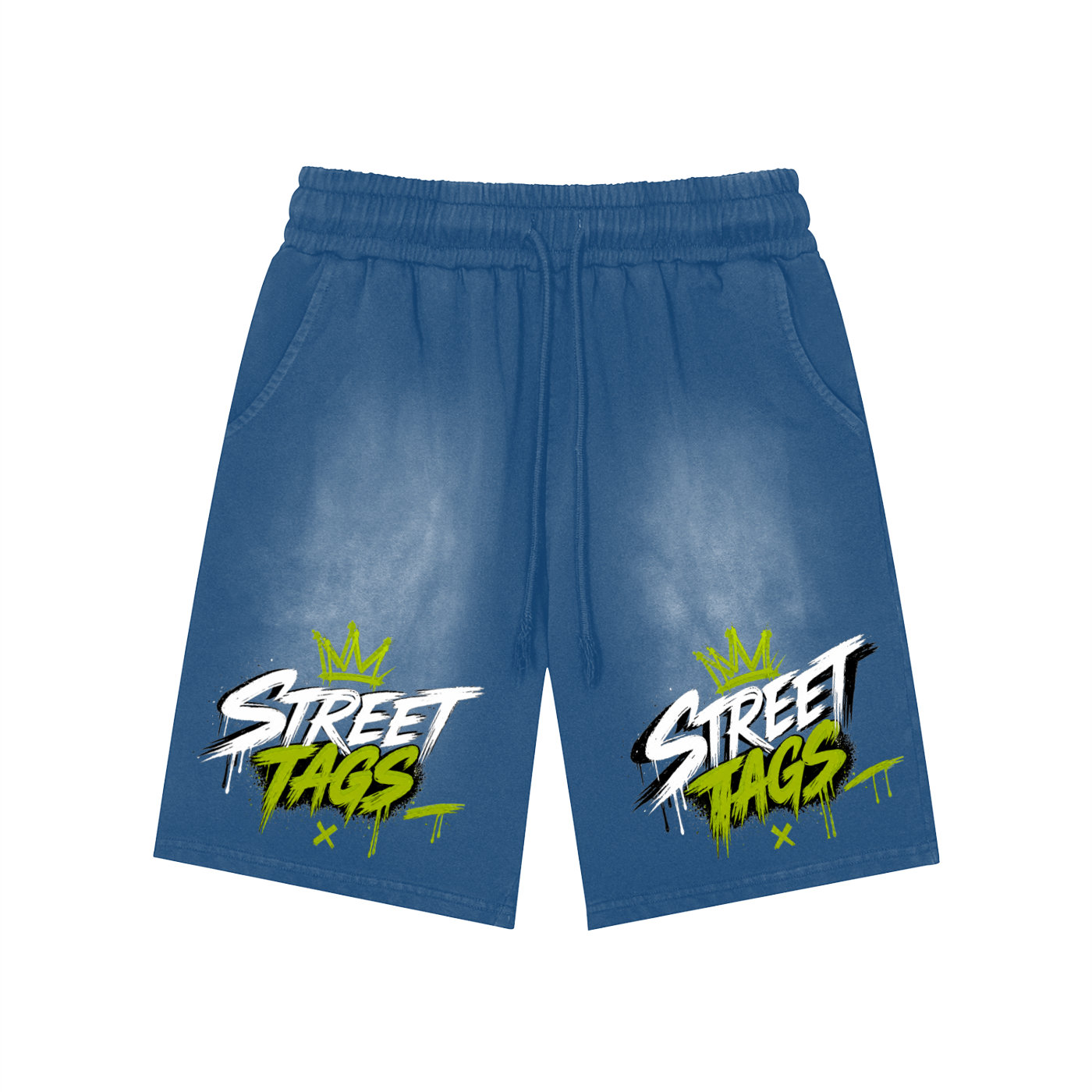 Rectangle Patch Monkey Washed Shorts