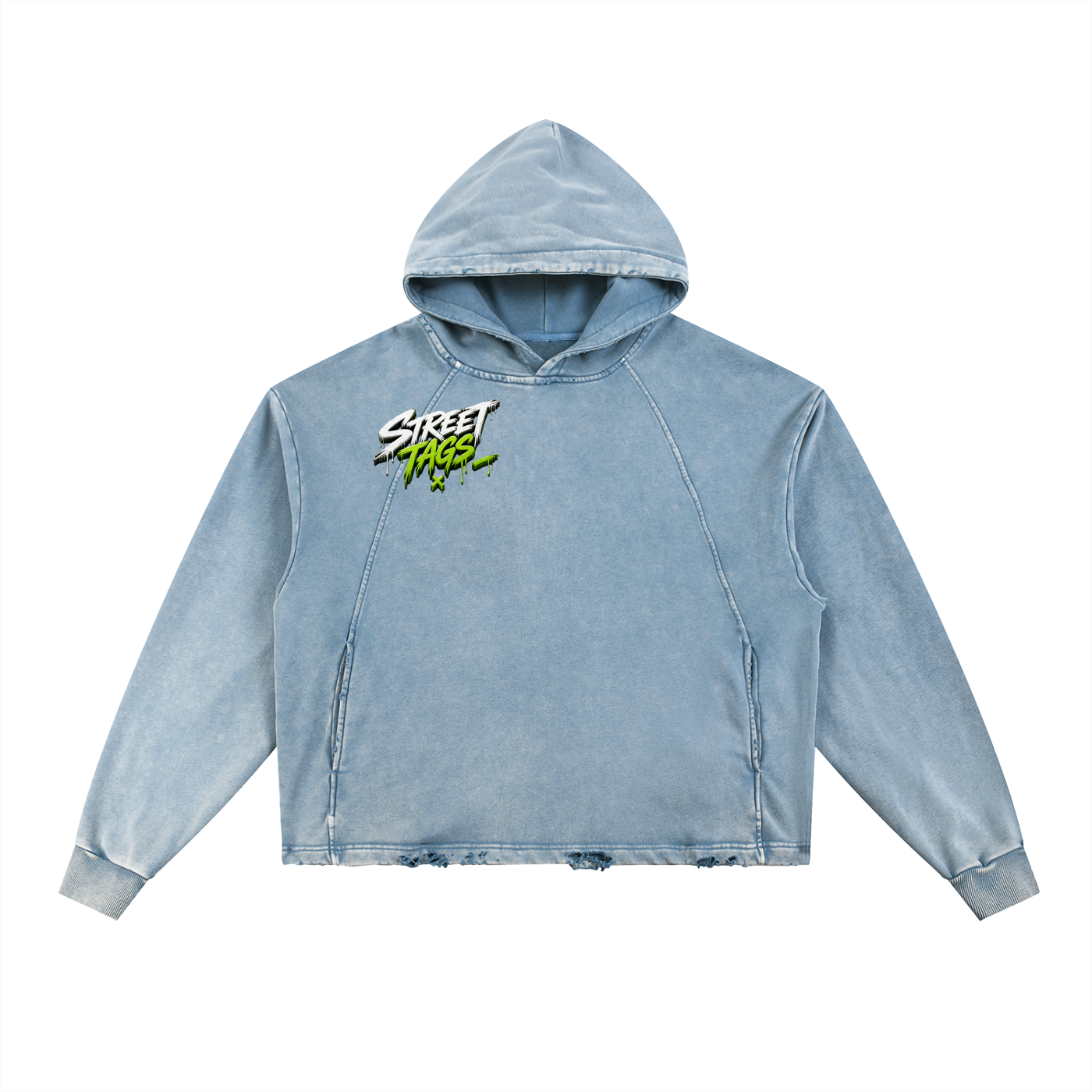 Vintage Washed Frayed-Hem Hoodie