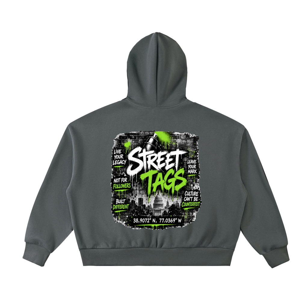BLOCK PARTY Fleeced Full-Zip Boxy Hoodie