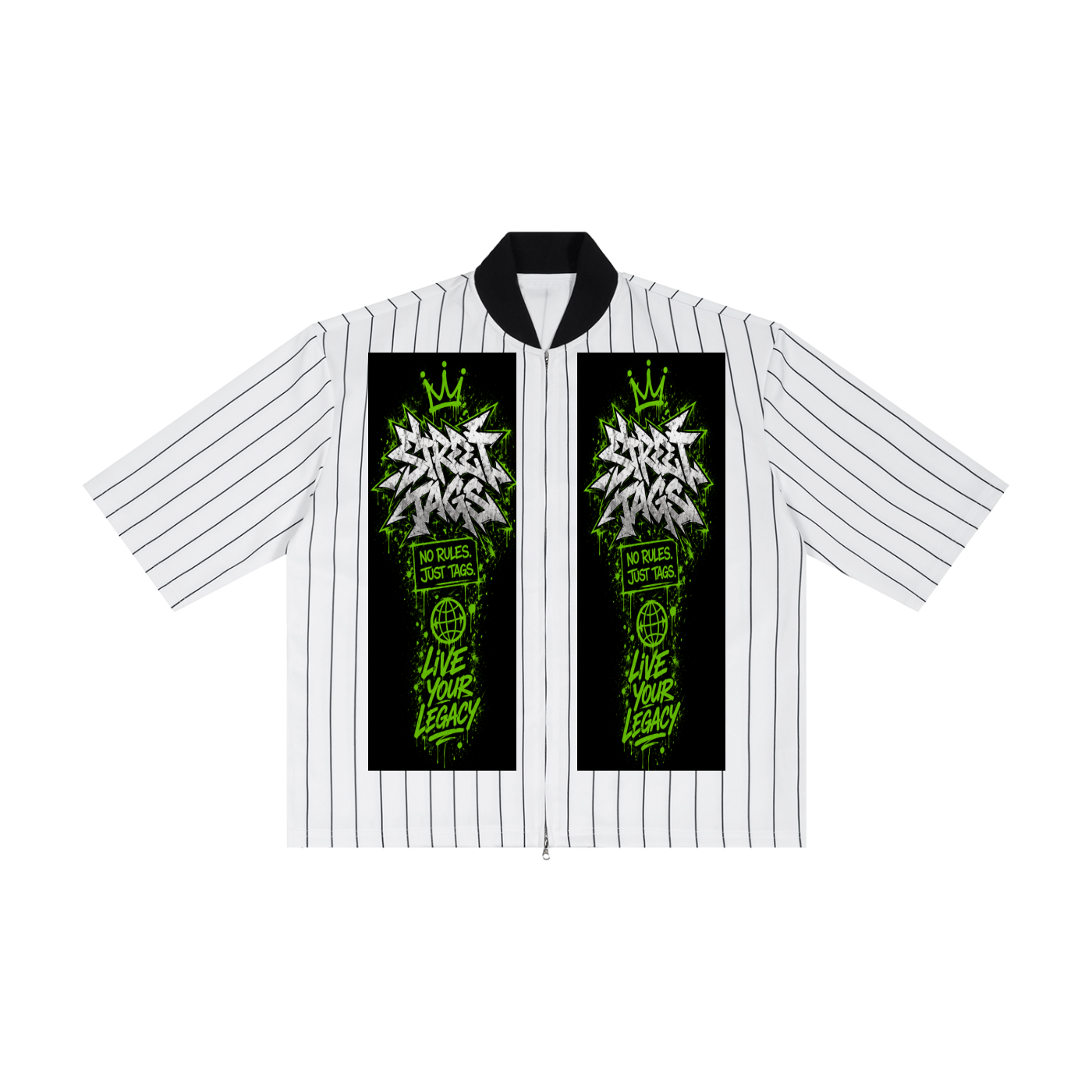 Unisex Striped Full-Zip Baseball Jersey
