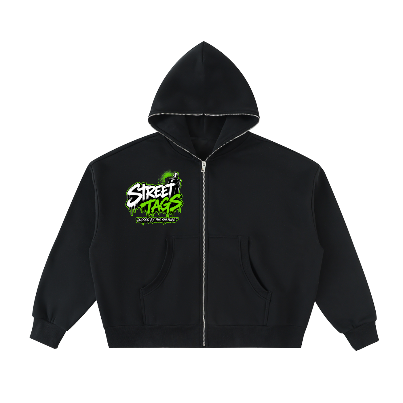 BLOCK PARTY Fleeced Full-Zip Boxy Hoodie