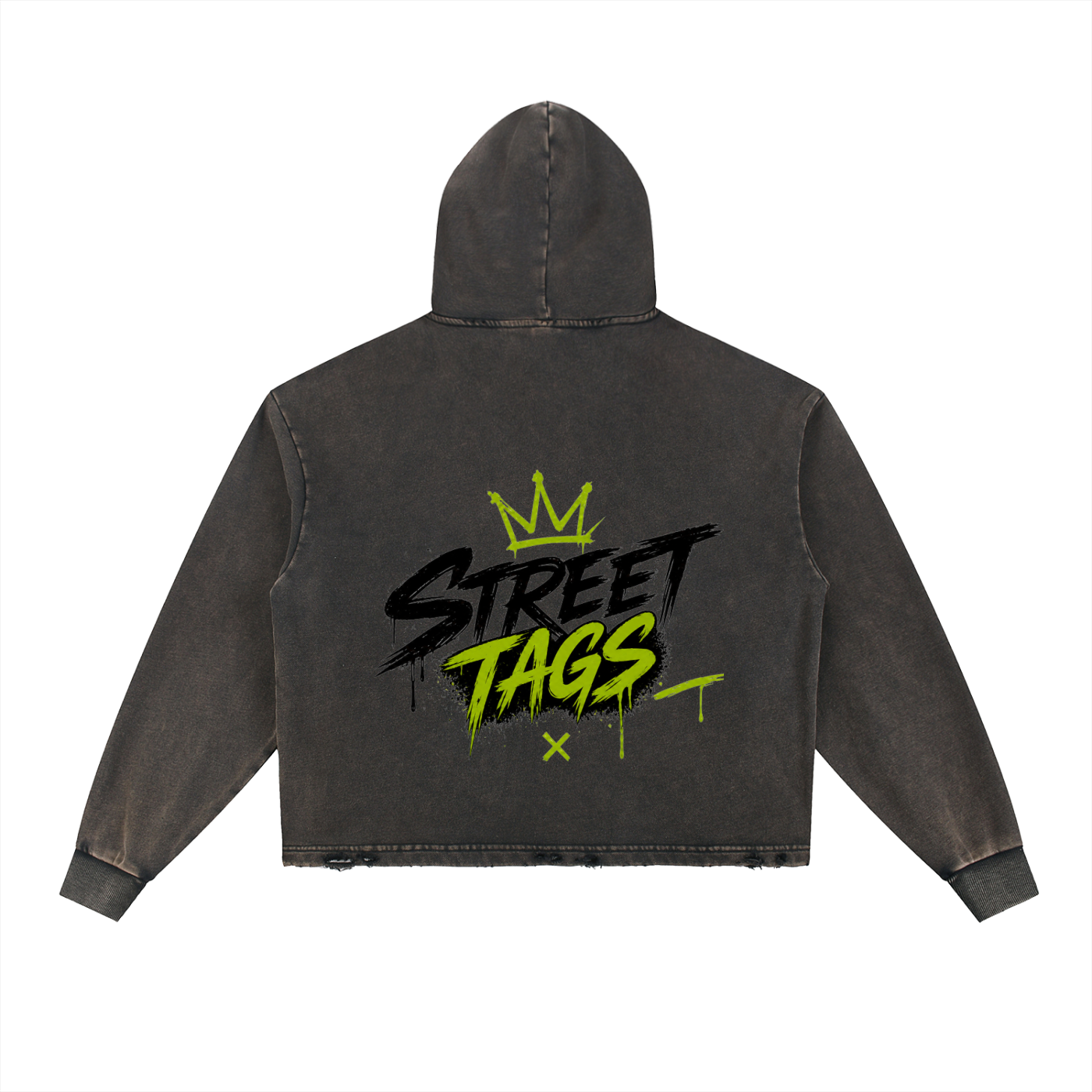 Vintage Washed Frayed-Hem Hoodie