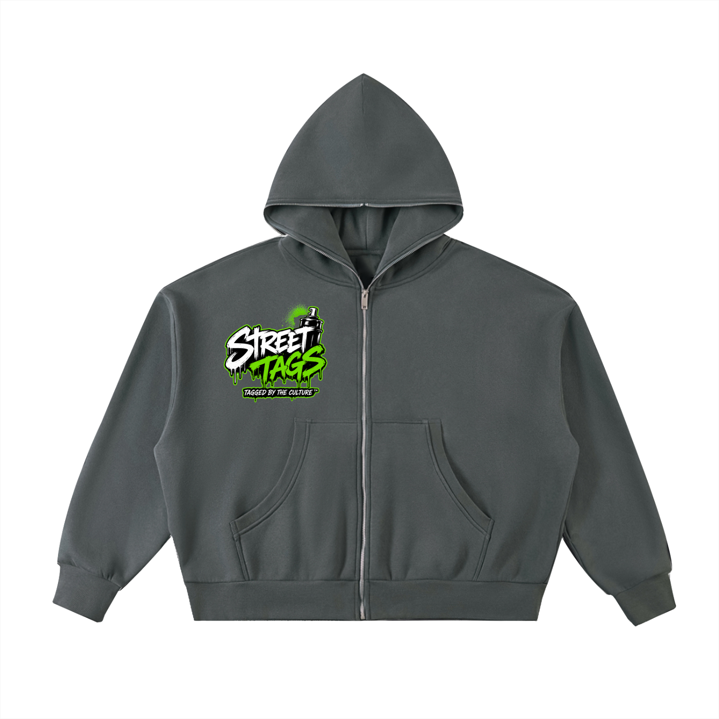 BLOCK PARTY Fleeced Full-Zip Boxy Hoodie