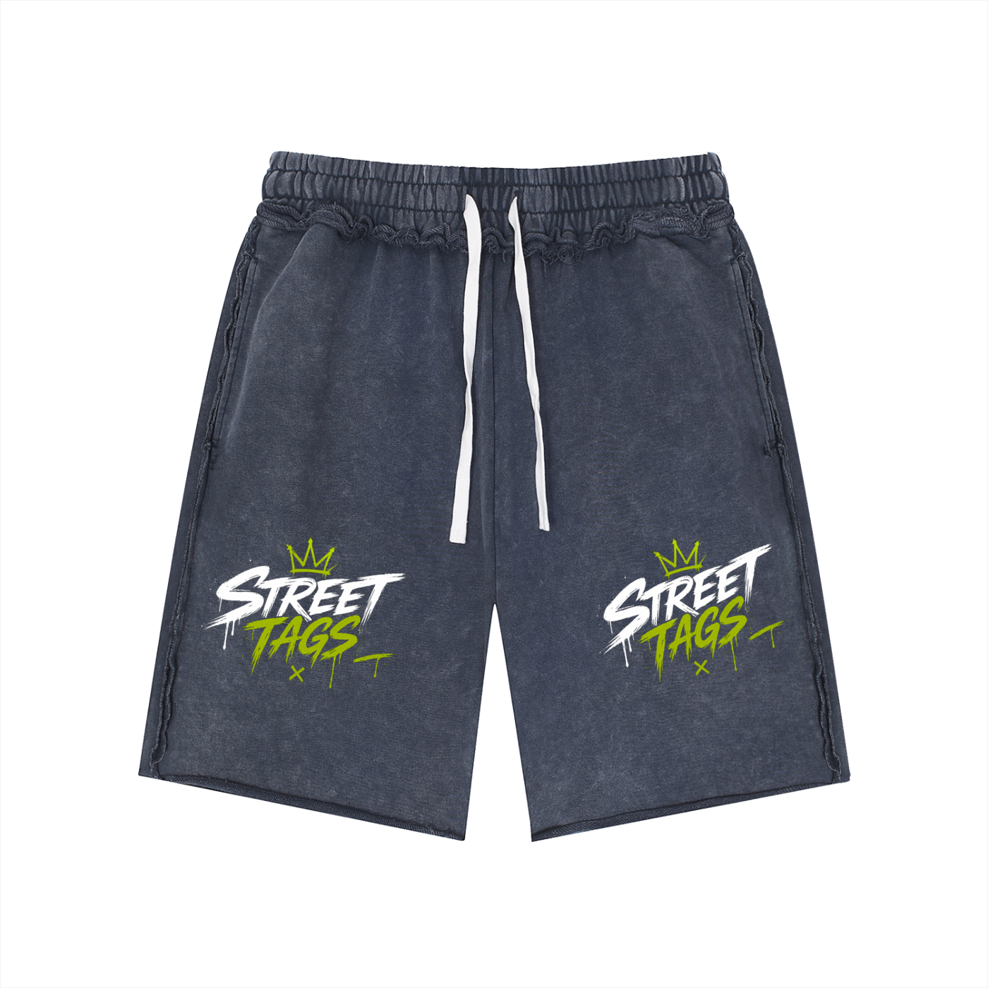 Unisex Mineral Wash Raw Edge Shorts