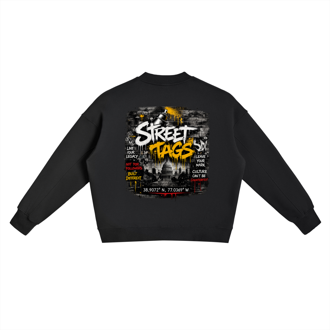 RETRO RUSH Fleece Side Slit Crewneck Sweatshirt