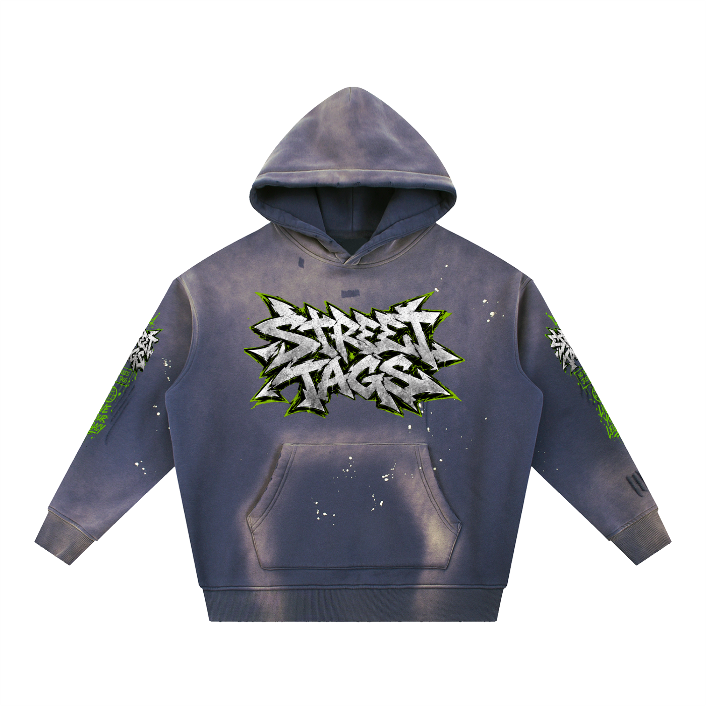 Vintage Washed Frayed Fleece Hoodie