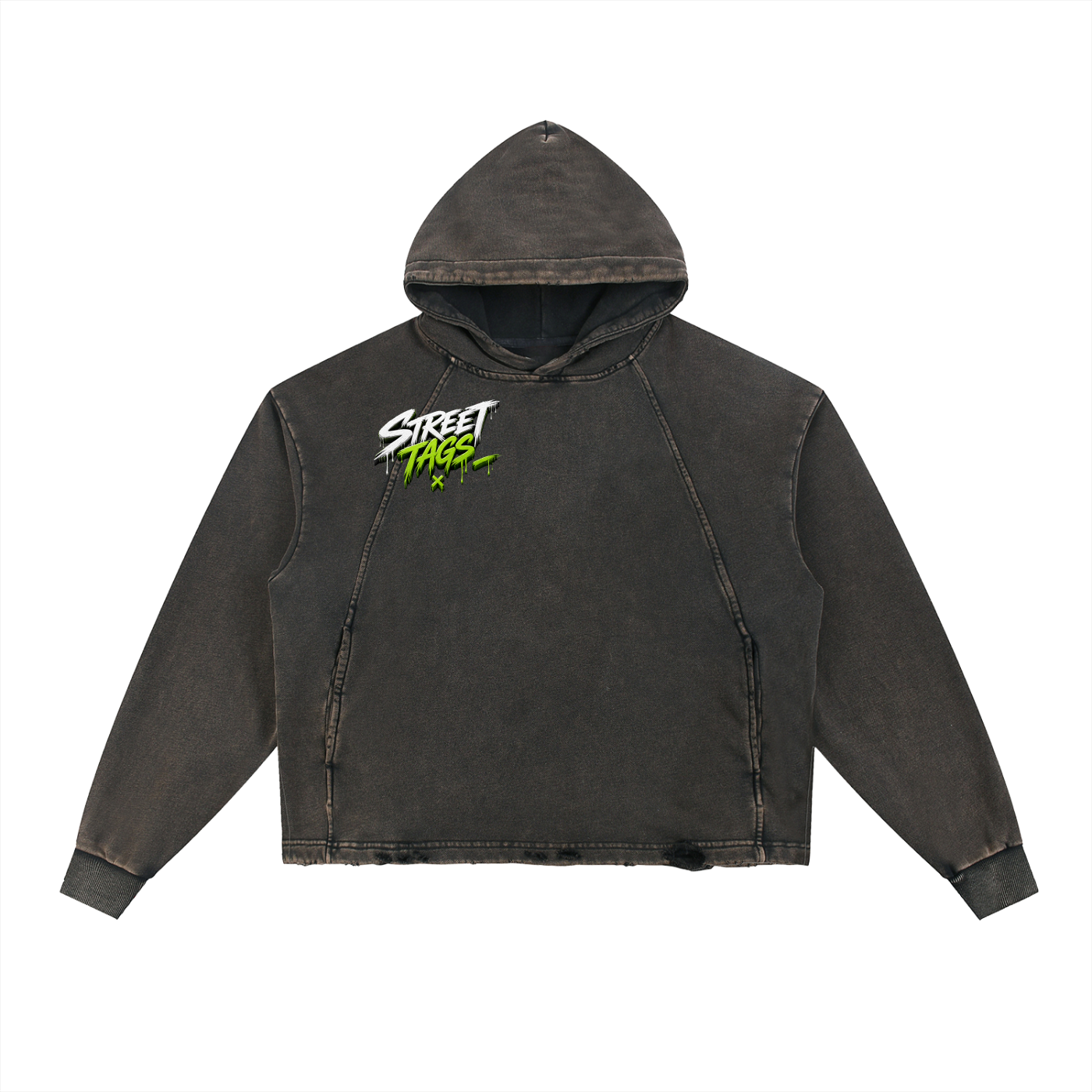 Vintage Washed Frayed-Hem Hoodie