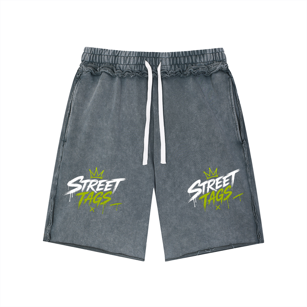 Unisex Mineral Wash Raw Edge Shorts