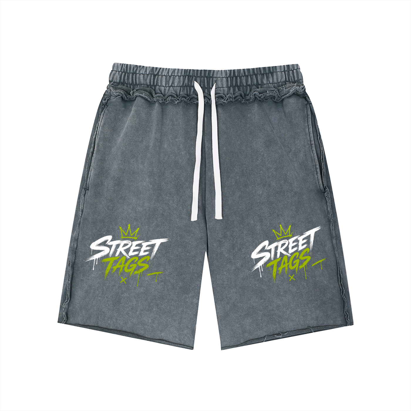 Unisex Mineral Wash Raw Edge Shorts