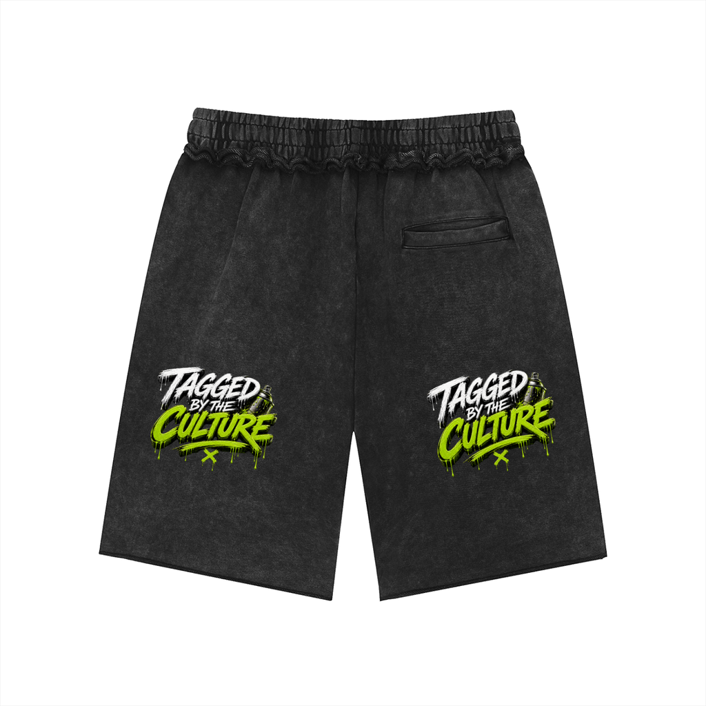 Unisex Mineral Wash Raw Edge Shorts