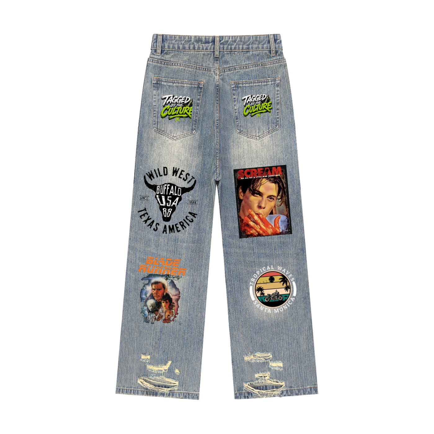 Vintage Wash Distressed Denim Jeans
