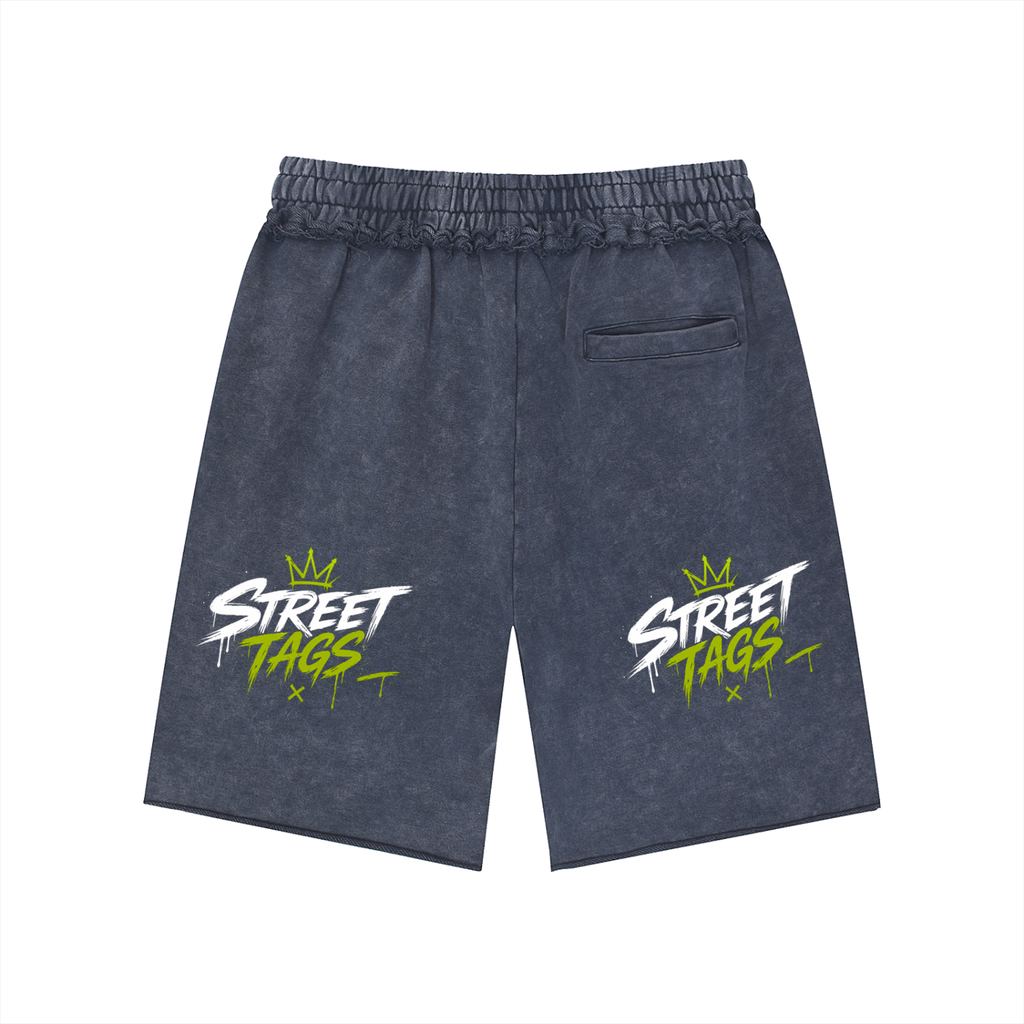 Unisex Mineral Wash Raw Edge Shorts
