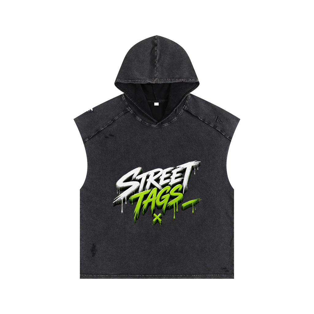 Snow Washed Boxy Hooded Tank Top