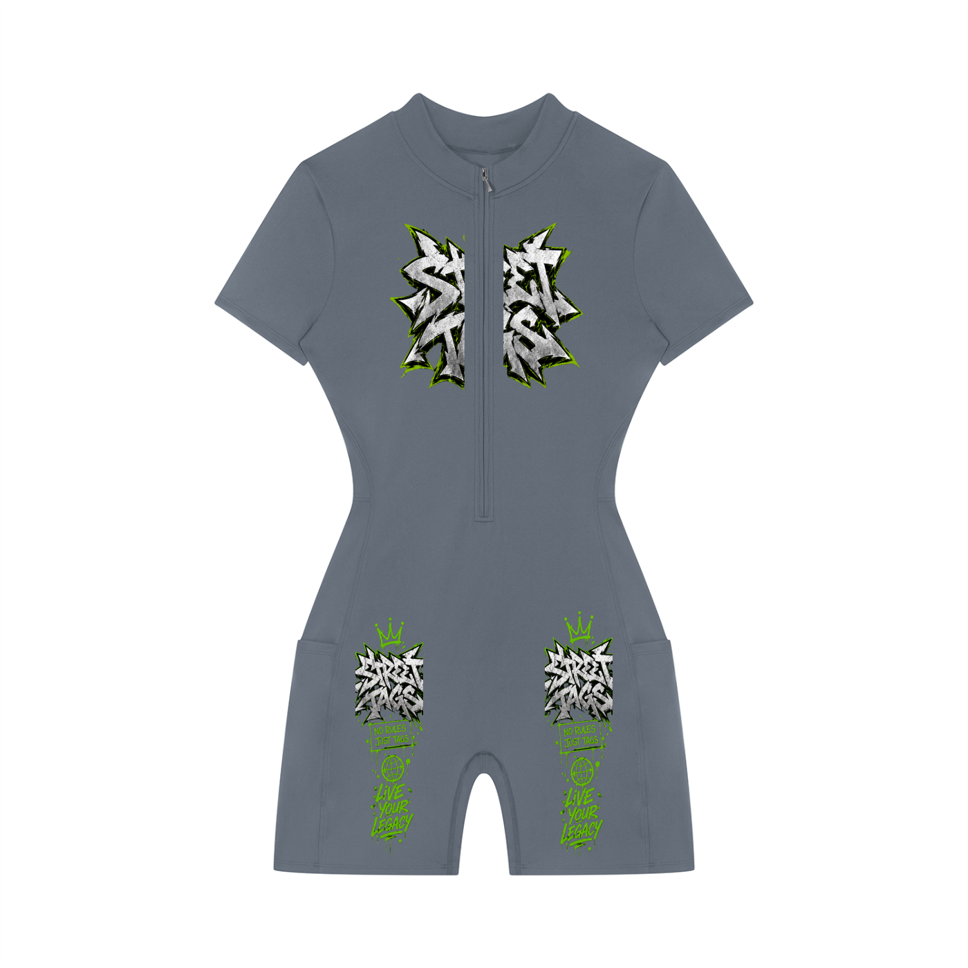 Women's Quarter-Zip Short Sleeve Romper