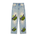 Sun Fade Raw Hem Denim Jeans
