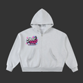 BUBBLE GUM CONCRETE Fleeced Full-Zip Boxy Hoodie