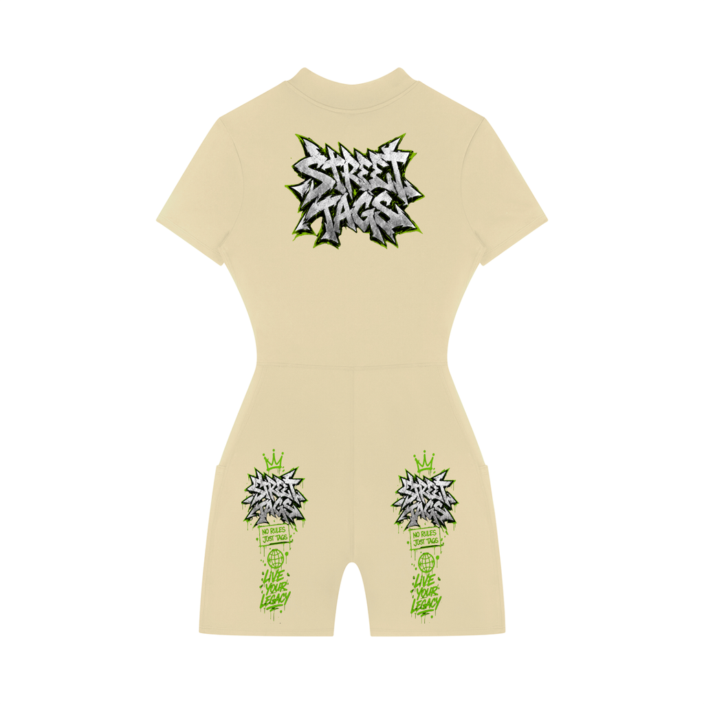 Women's Quarter-Zip Short Sleeve Romper