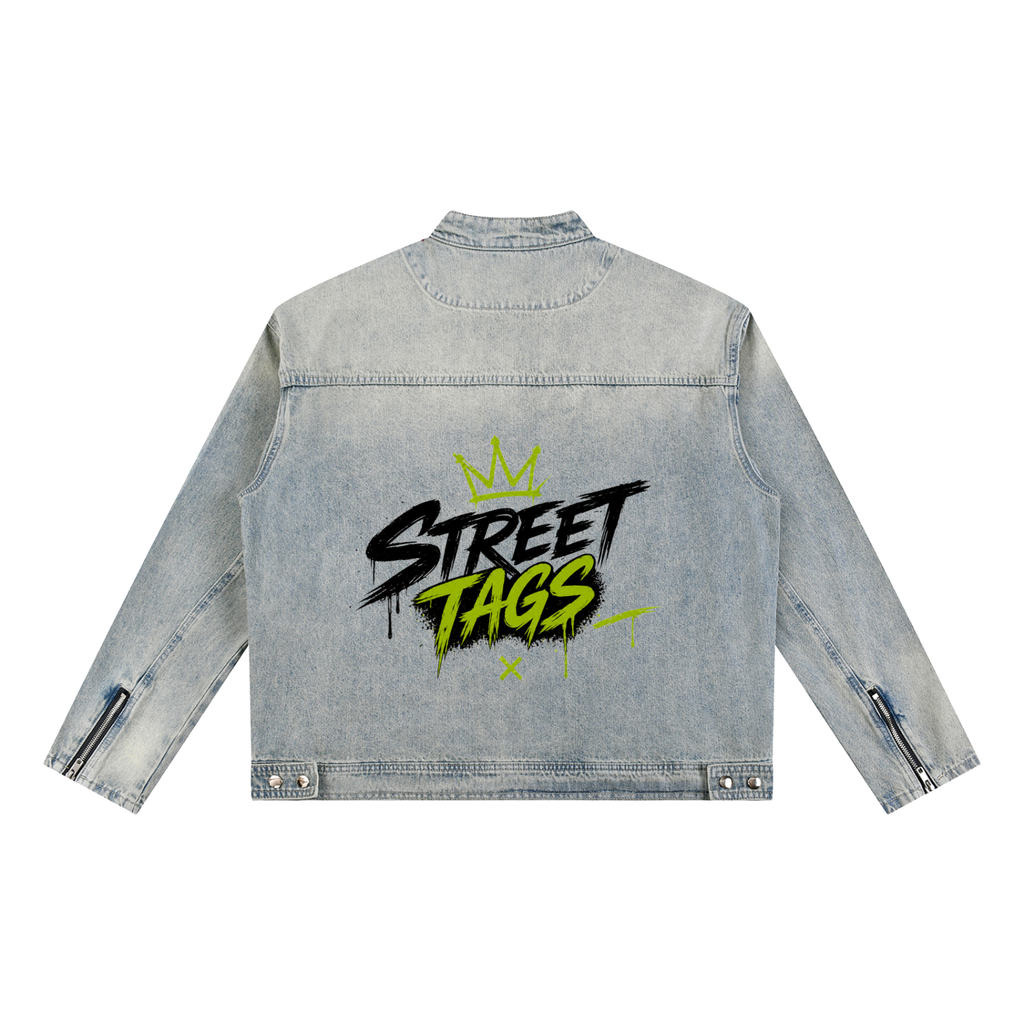 Vintage Wash Zip Denim Jacket