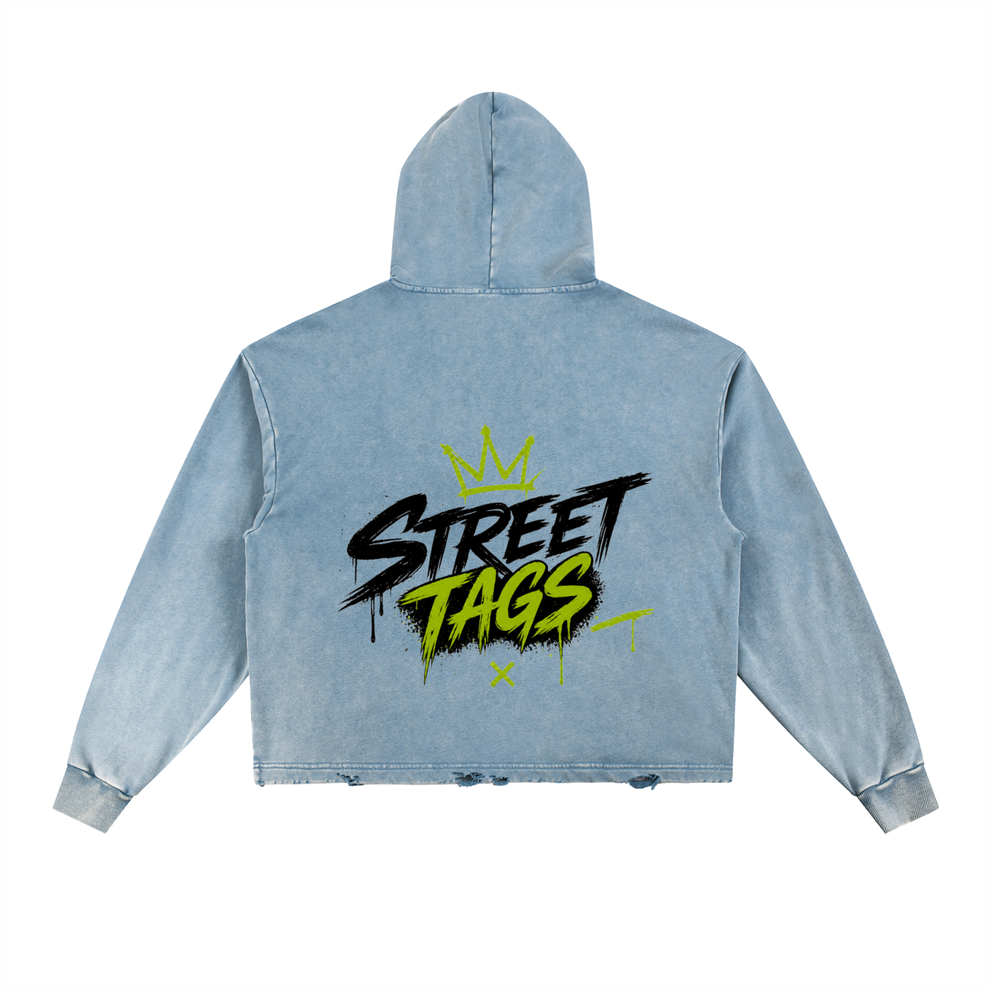 Vintage Washed Frayed-Hem Hoodie