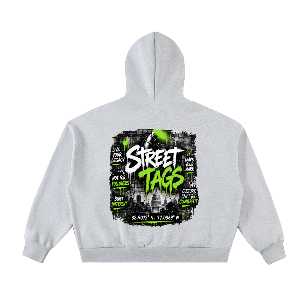 BLOCK PARTY Fleeced Full-Zip Boxy Hoodie