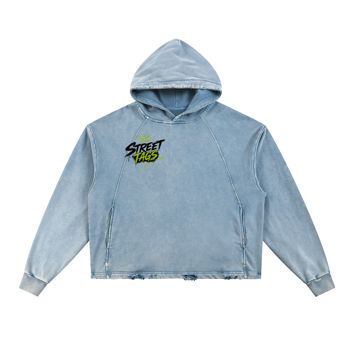 Vintage Washed Frayed-Hem Hoodie