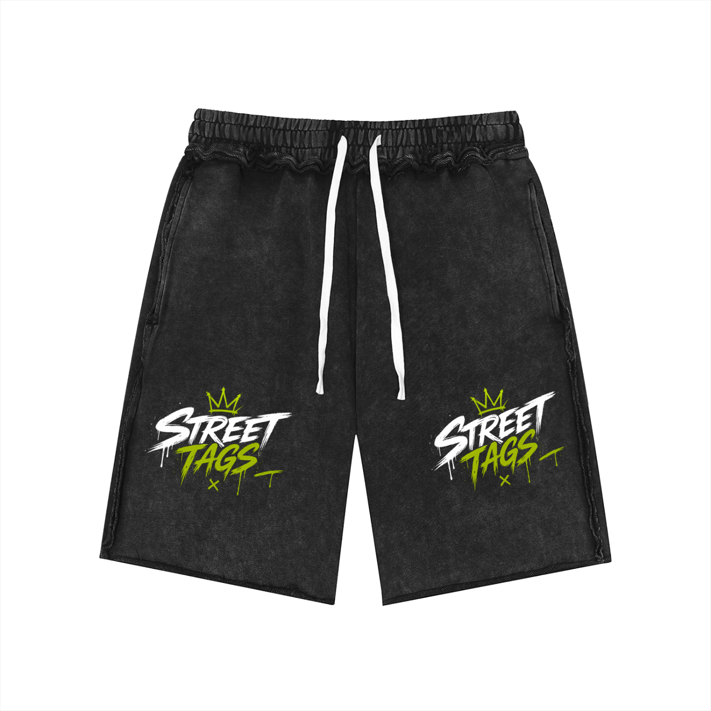 Unisex Mineral Wash Raw Edge Shorts