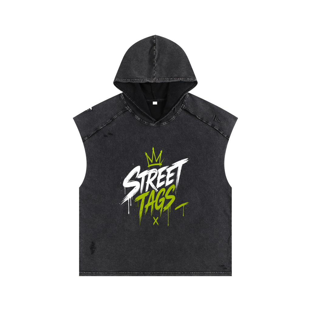 Snow Washed Boxy Hooded Tank Top
