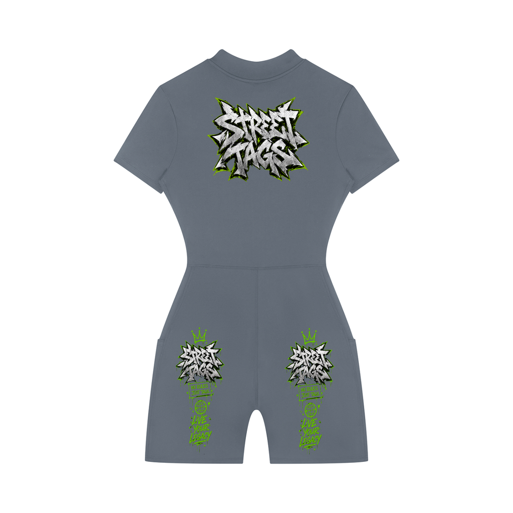 Women's Quarter-Zip Short Sleeve Romper