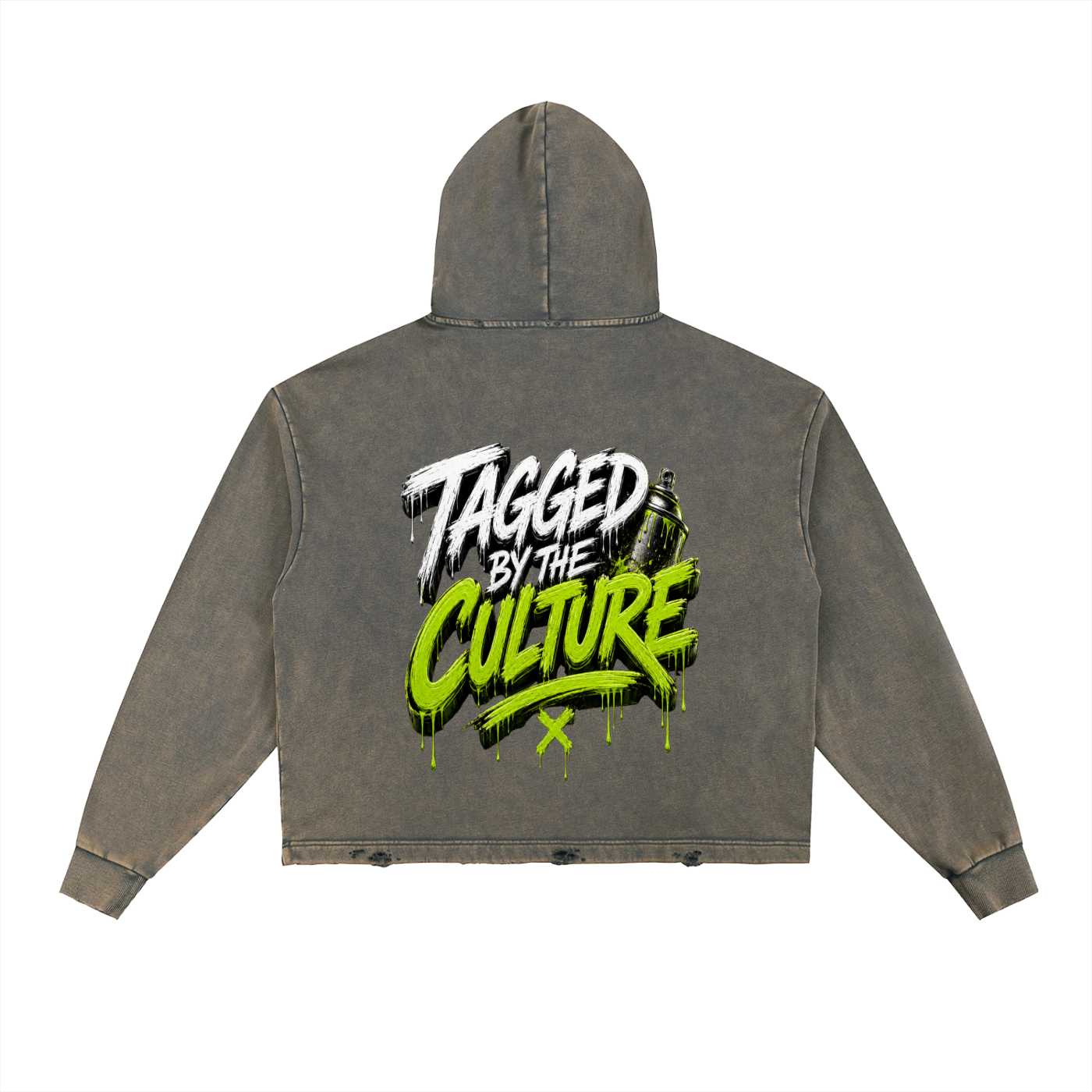 Vintage Washed Frayed-Hem Hoodie