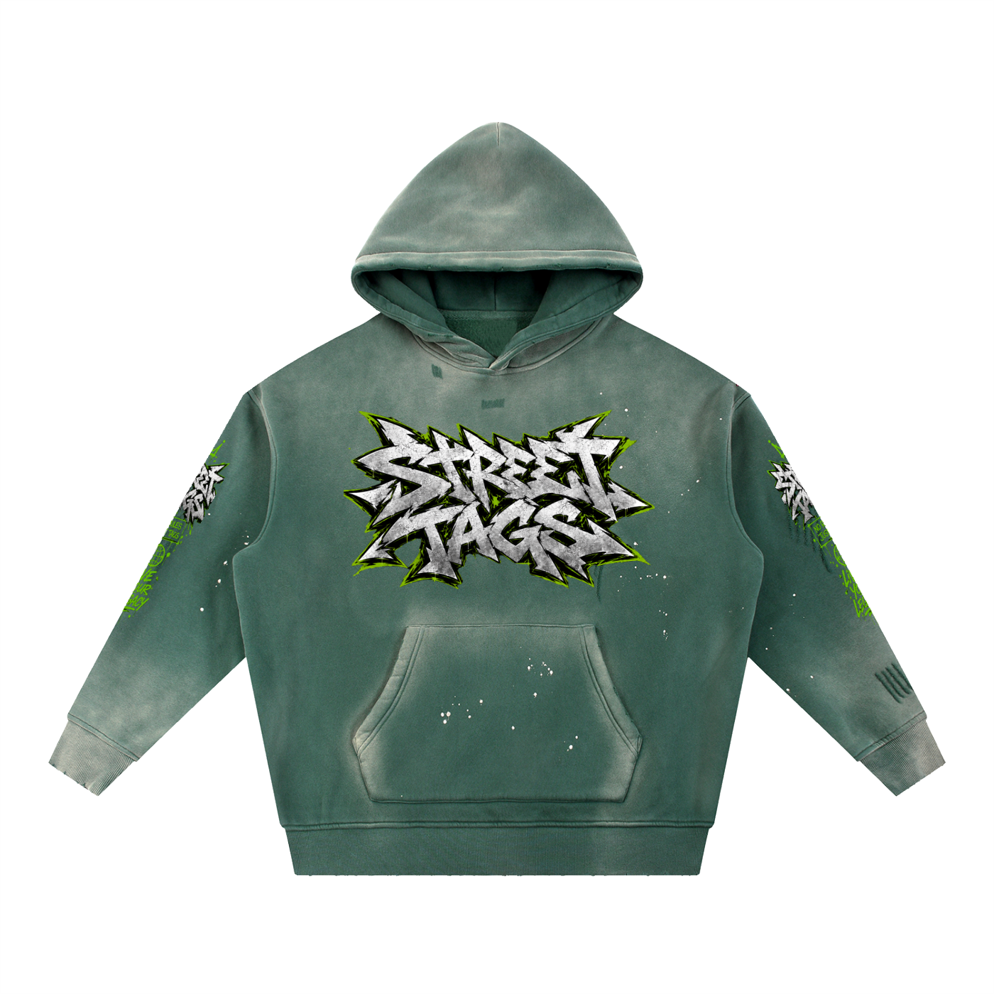 Vintage Washed Frayed Fleece Hoodie