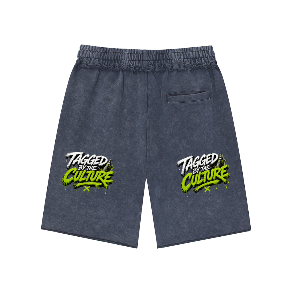 Unisex Mineral Wash Raw Edge Shorts