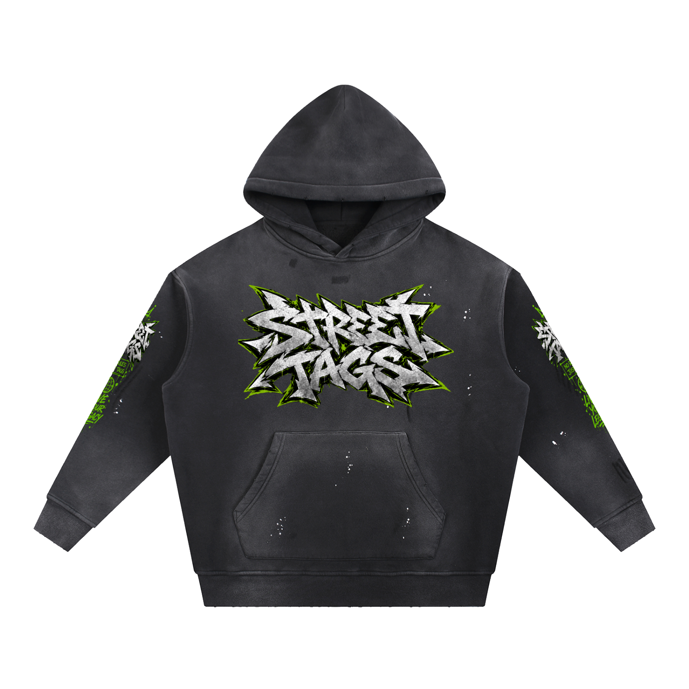 Vintage Washed Frayed Fleece Hoodie
