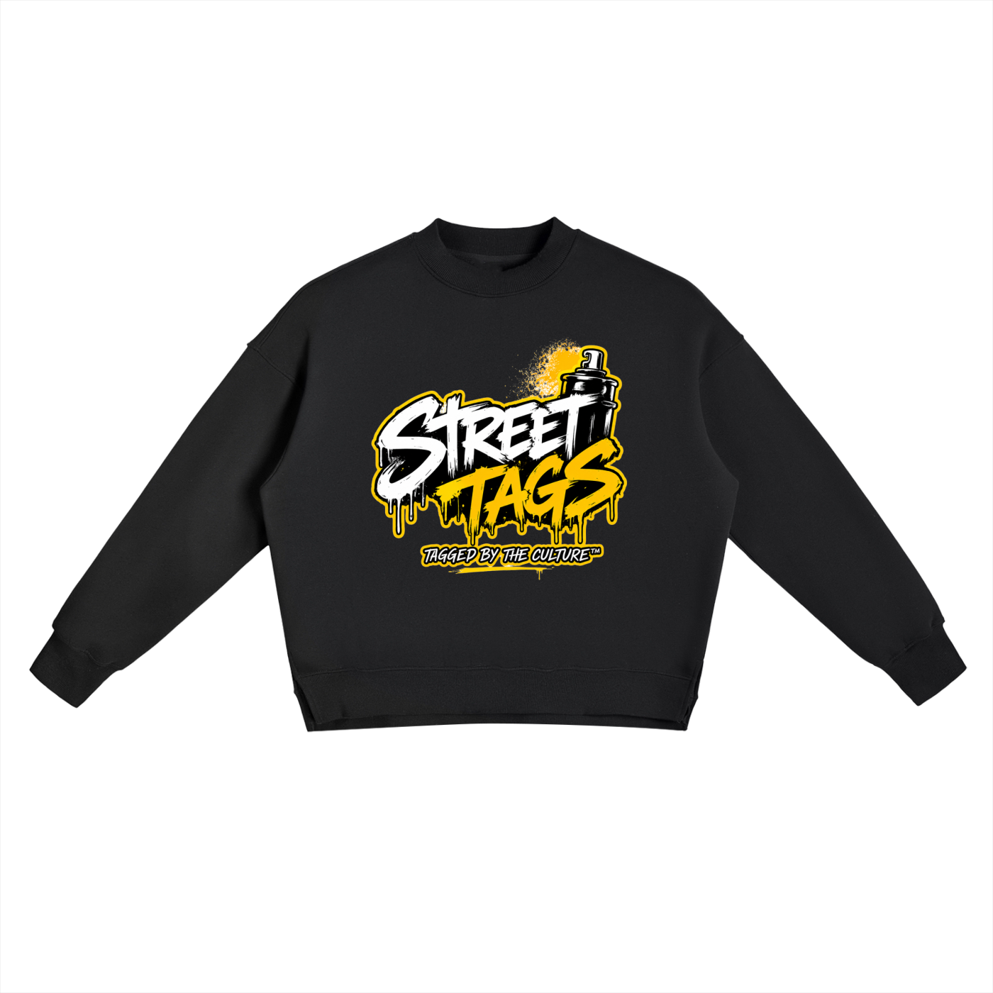 RETRO RUSH Fleece Side Slit Crewneck Sweatshirt