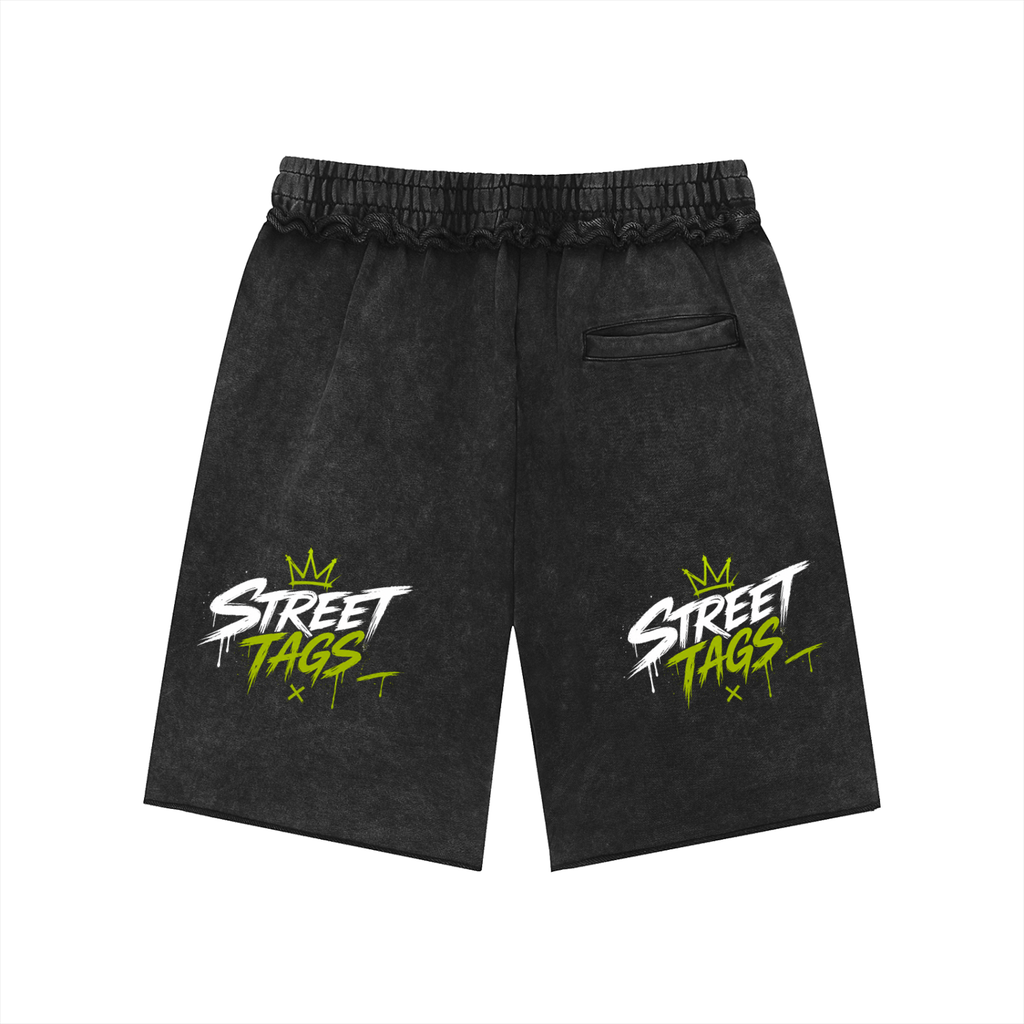 Unisex Mineral Wash Raw Edge Shorts