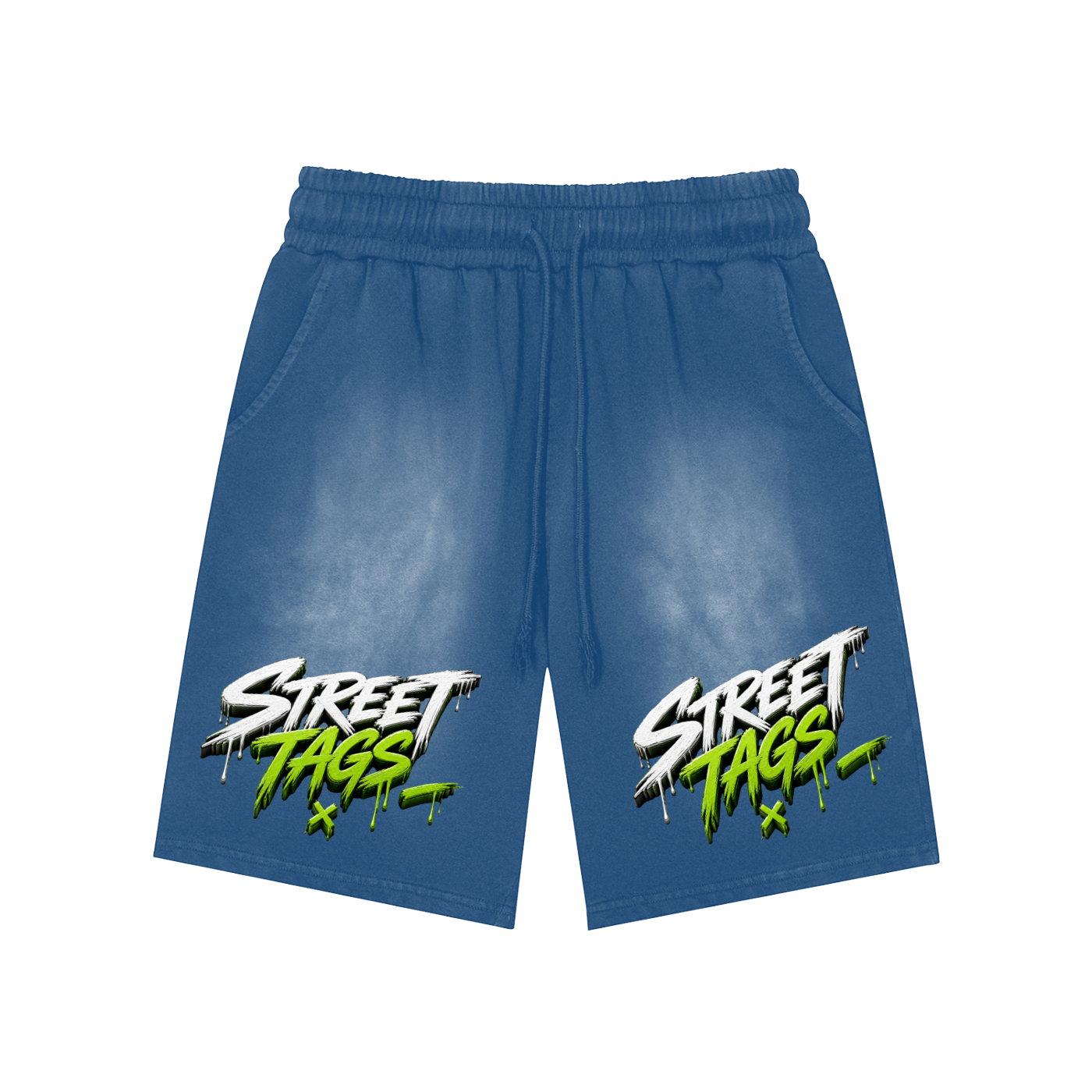 Rectangle Patch Monkey Washed Shorts