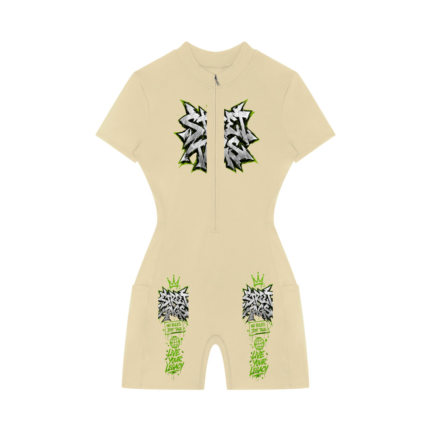 Women's Quarter-Zip Short Sleeve Romper