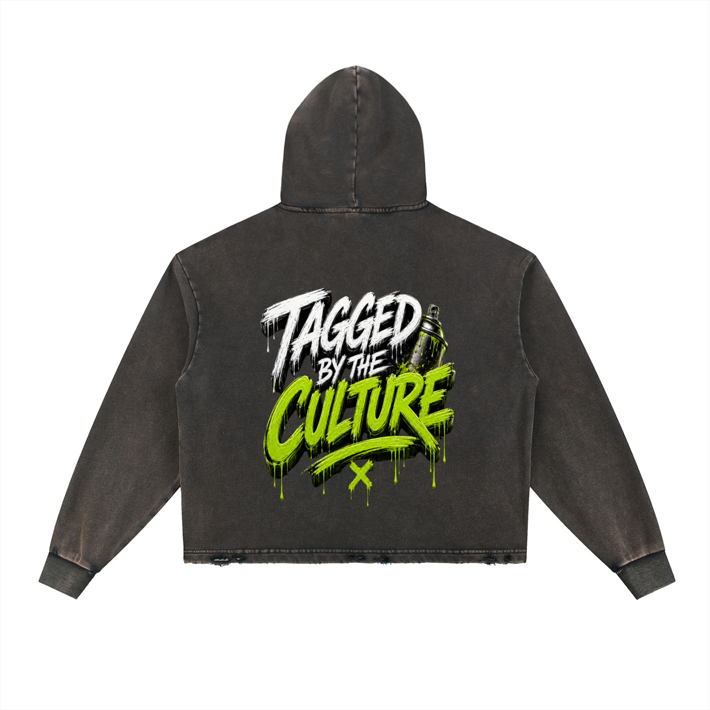 Vintage Washed Frayed-Hem Hoodie