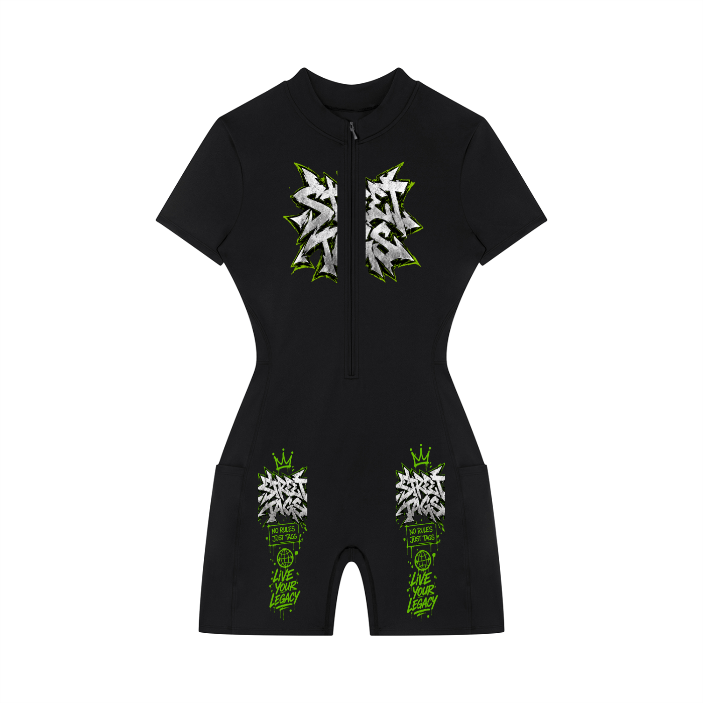 Women's Quarter-Zip Short Sleeve Romper