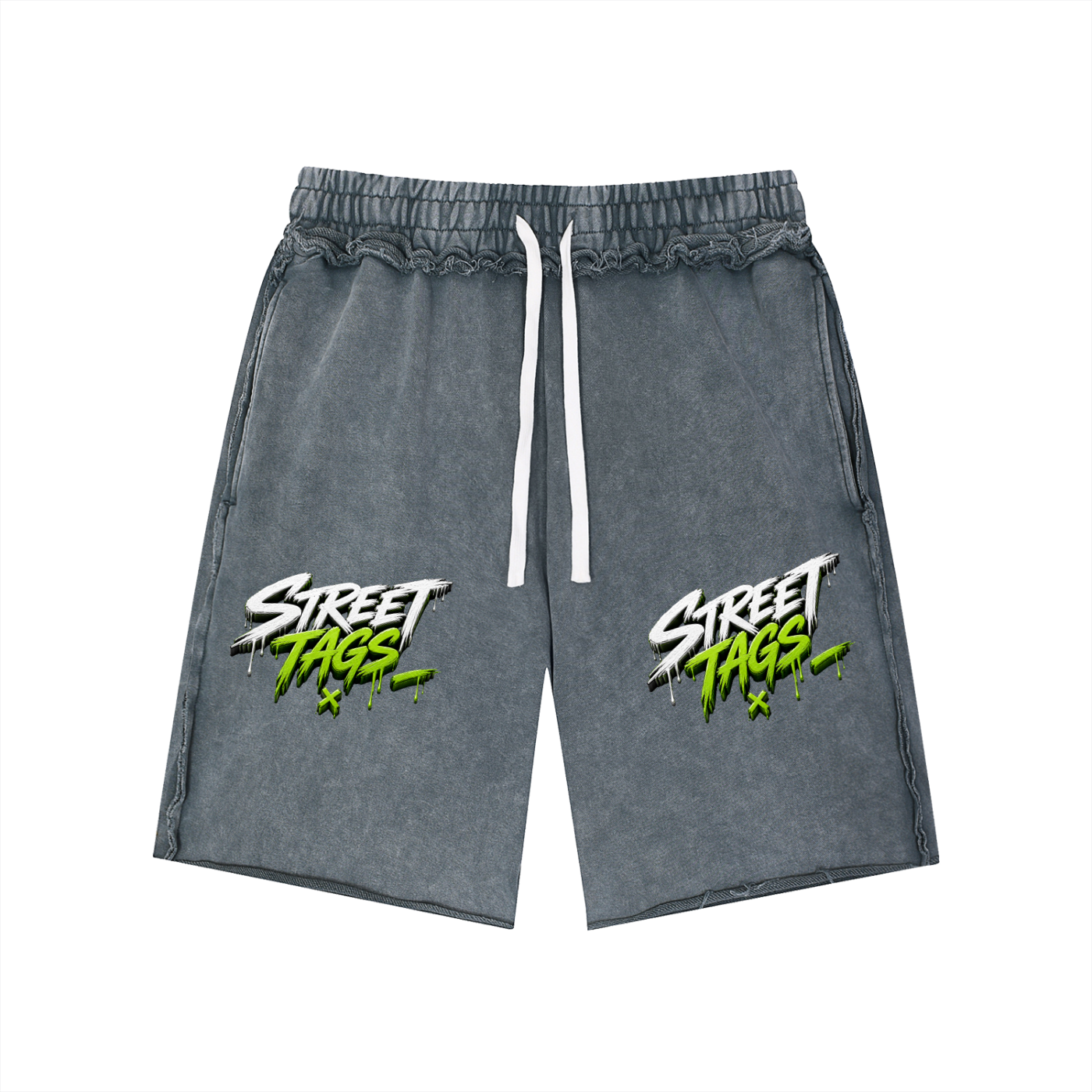 Unisex Mineral Wash Raw Edge Shorts