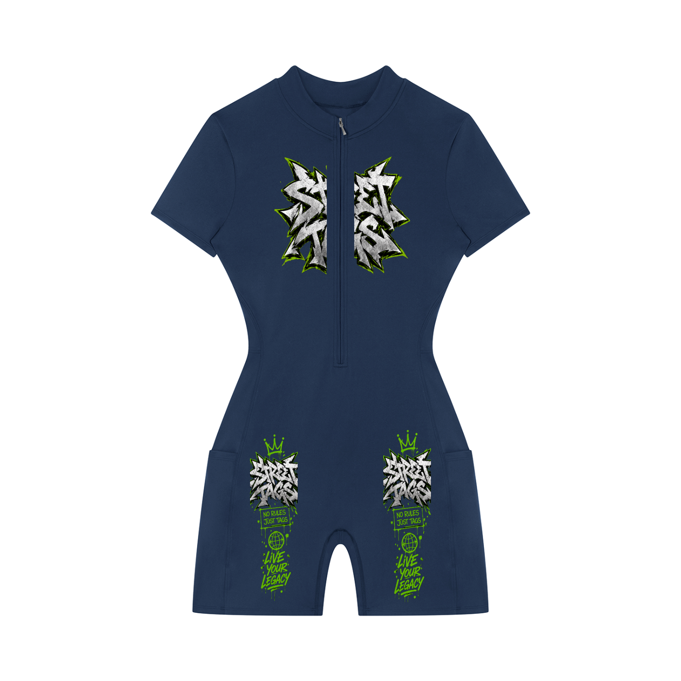 Women's Quarter-Zip Short Sleeve Romper
