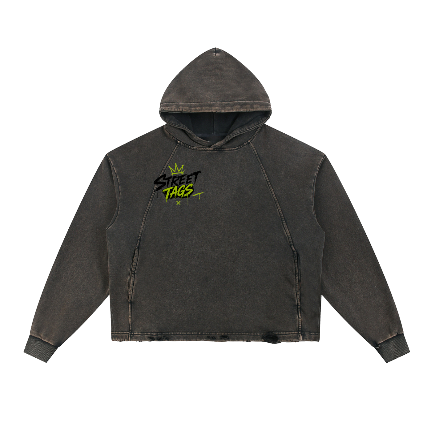 Vintage Washed Frayed-Hem Hoodie