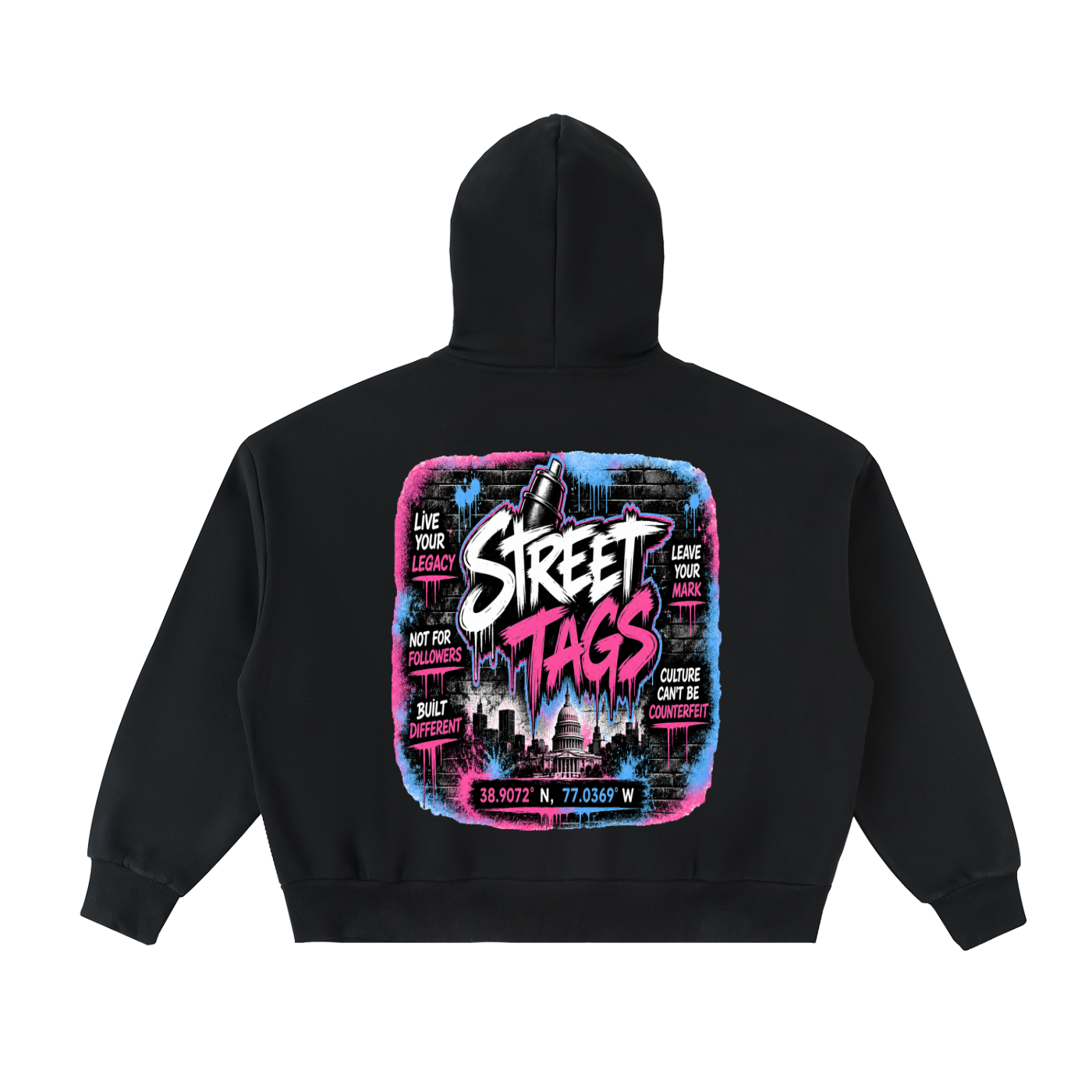 BUBBLE GUM CONCRETE Fleeced Full-Zip Boxy Hoodie