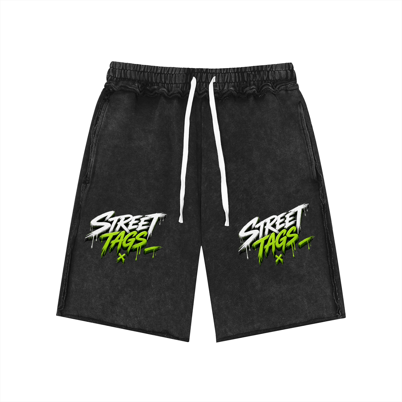 Unisex Mineral Wash Raw Edge Shorts